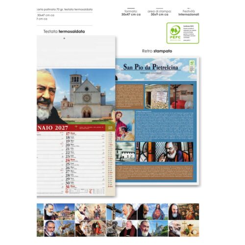 Calendario illustrato personalizzato PA100 San Pio 2027