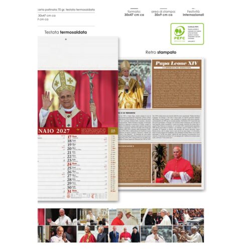 Calendario illustrato personalizzato PA101 Papa Leone XIV 2027