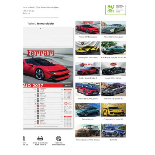 Calendario illustrato personalizzato PA162 Auto sportive 2027