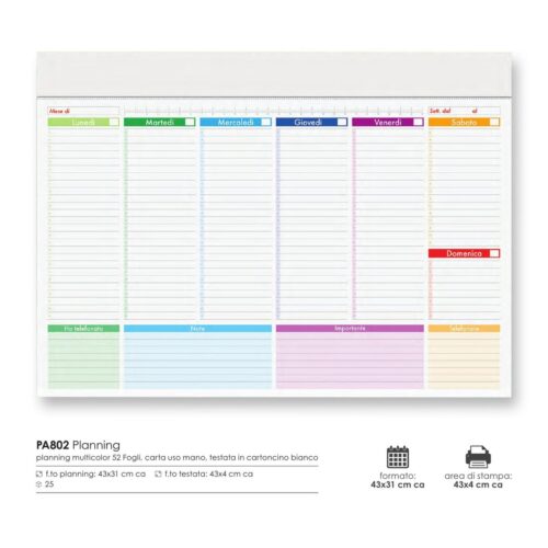 Planning settimanale personalizzato PA802