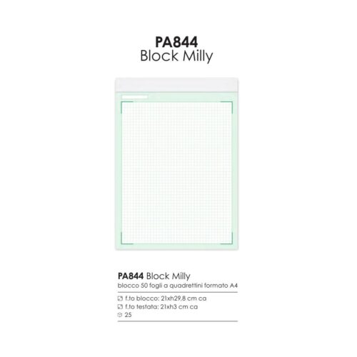 Blocco A4 personalizzato a quadrettini Block Milly PA844