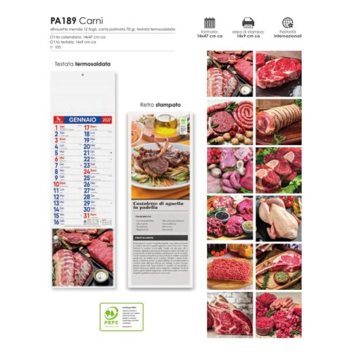 Calendario silhouette personalizzato PA189 Carni 2027