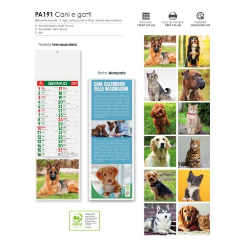 Calendario silhouette personalizzato PA191 Cani e gatti 2027